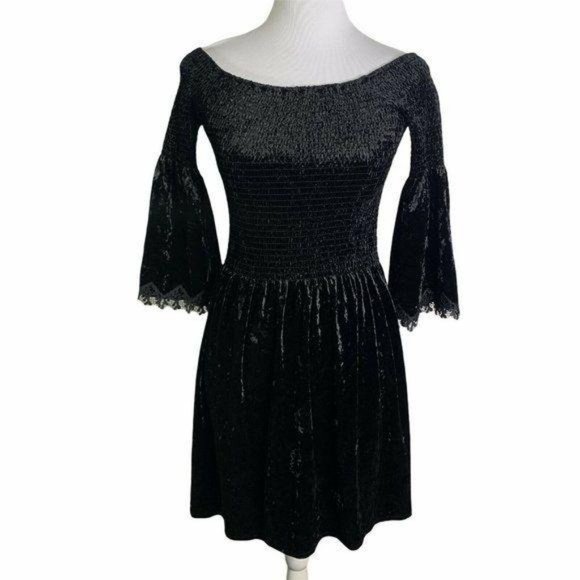 KOBI HALPERIN Dinella Velvet Off  Shoulder Dress - Picture 2 of 12